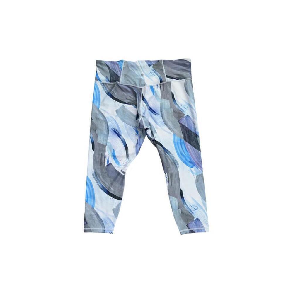 Athleta Womens Elation 7/8 Tight Leggings 3XL Snowfall Blue Abstract High Rise - Picture 6 of 7